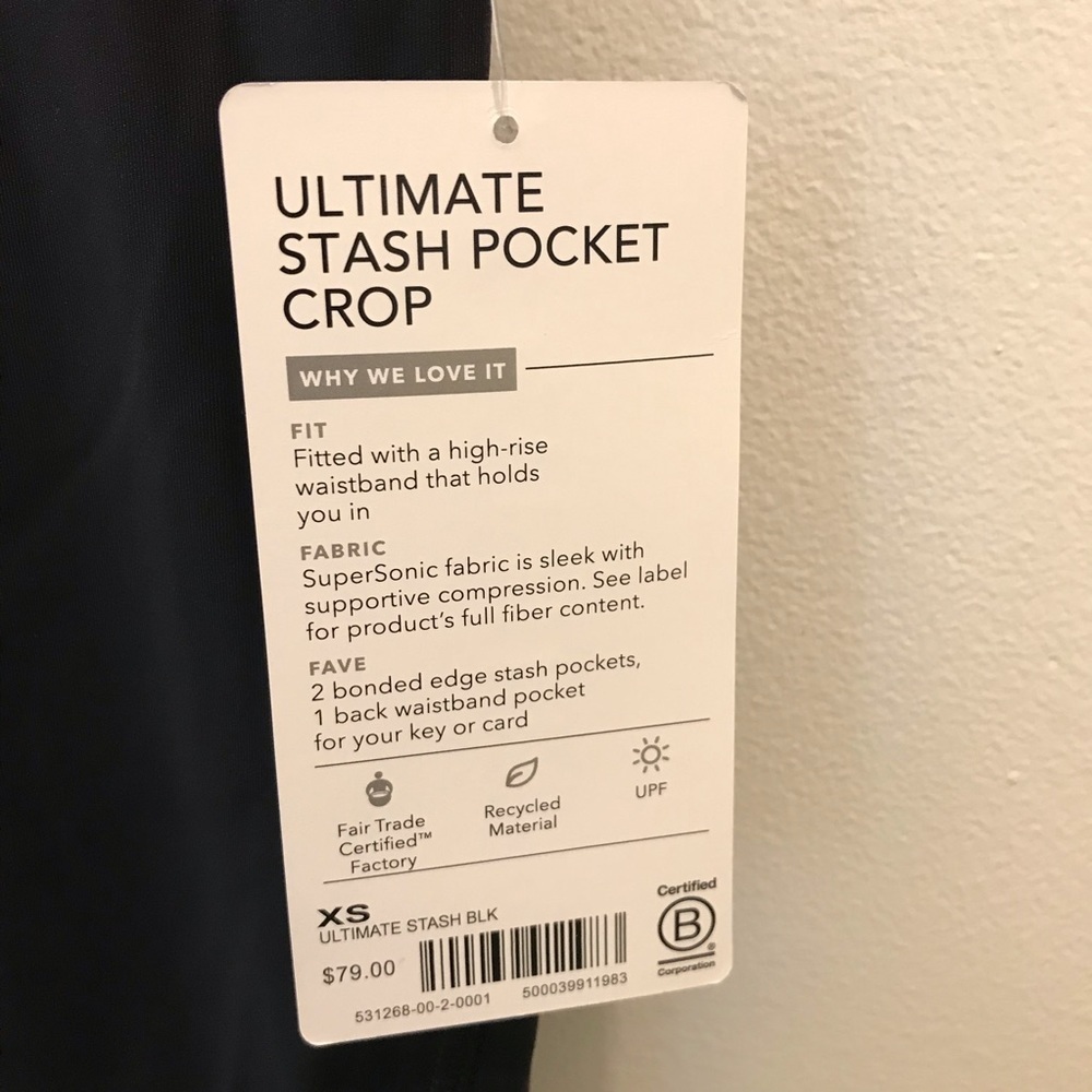 NWT Athleta Ultimate Stash Crop XS black leggings pants running workout - Picture 11 of 11